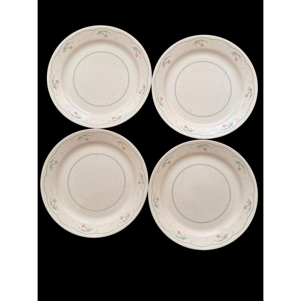 Corelle By Corning Calico Rose Floral Rim 4 Beige Bread Plates 7.25 inch USA